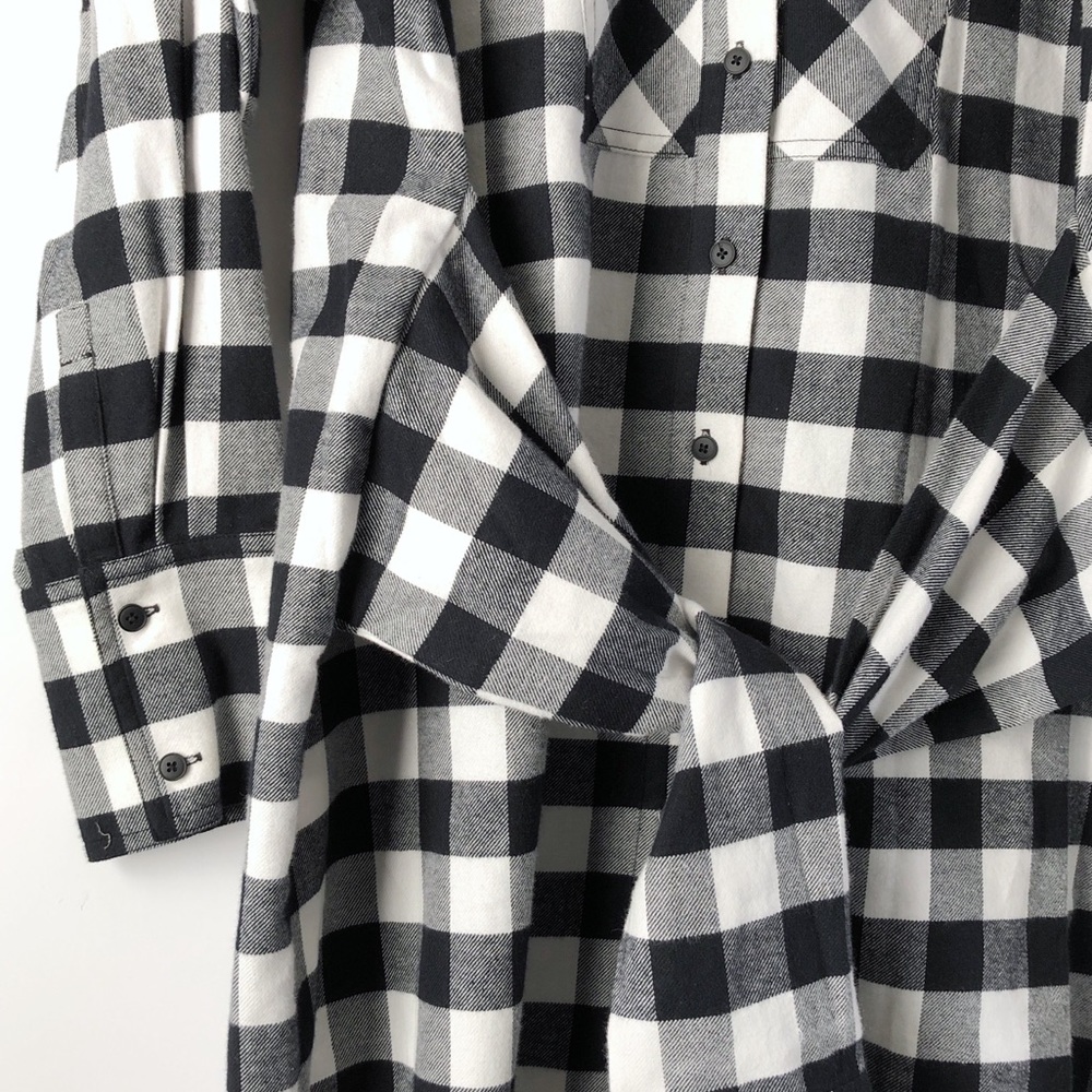 nwt  10 crosby derek lam tie waist flannel dress - Picture 7 of 10